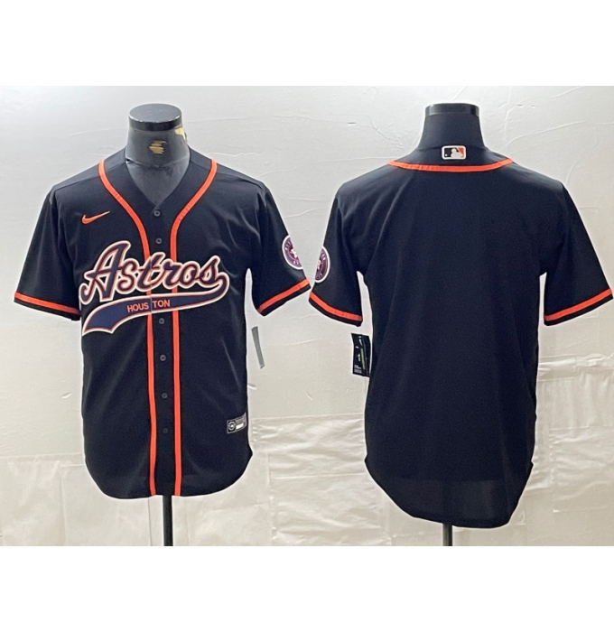 Men's Houston Astros Blank Black With Cool Base Stitched Baseball Jersey