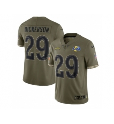 Men's Los Angeles Rams #29 Eric Dickerson 2022 Olive Salute To Service Limited Stitched Jersey