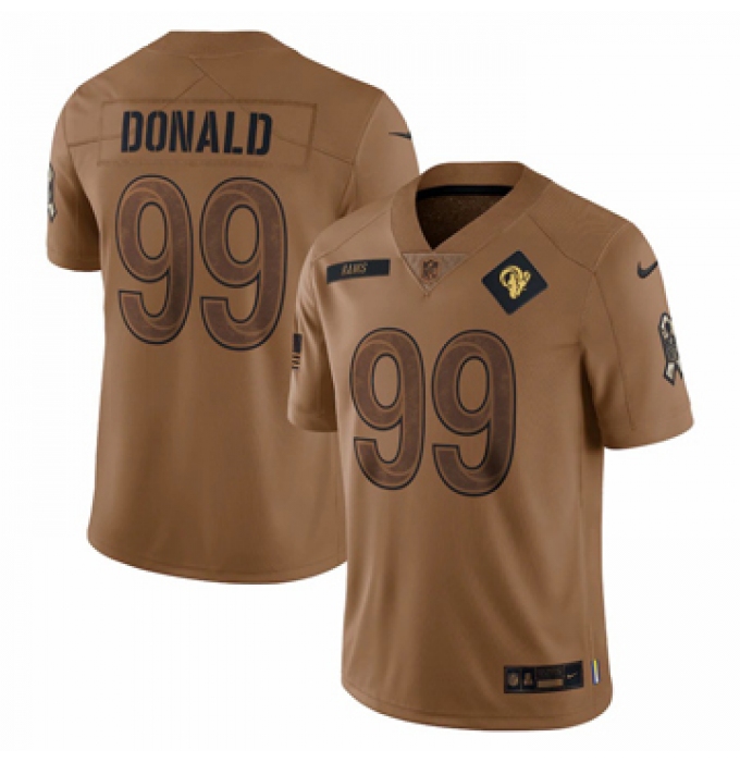 Men's Los Angeles Rams #99 Aaron Donald Nike Brown 2023 Salute To Service Limited Jersey