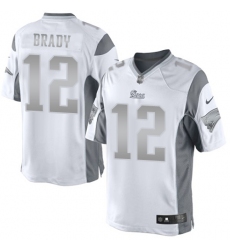 Men's Nike New England Patriots #12 Tom Brady Limited White Platinum NFL Jersey