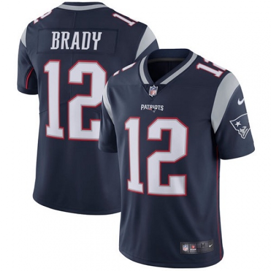Men's Nike New England Patriots #12 Tom Brady Navy Blue Team Color Vapor Untouchable Limited Player NFL Jersey