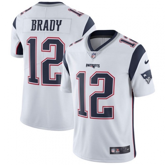 Men's Nike New England Patriots #12 Tom Brady White Vapor Untouchable Limited Player NFL Jersey