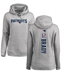NFL Women's Nike New England Patriots #12 Tom Brady Ash Backer Pullover Hoodie