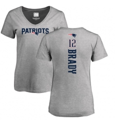 NFL Women's Nike New England Patriots #12 Tom Brady Ash Backer V-Neck T-Shirt