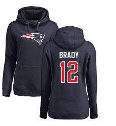 NFL Women's Nike New England Patriots #12 Tom Brady Navy Blue Name & Number Logo Pullover Hoodie