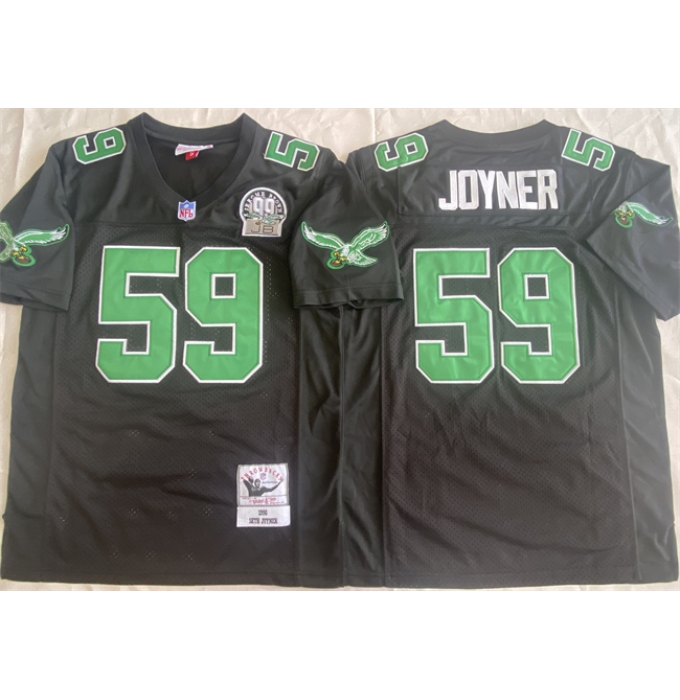 Men's Philadelphia Eagles #59 Seth Joyner Black Throwback Stitched Football Jersey