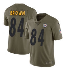 Men's Nike Pittsburgh Steelers #84 Antonio Brown Limited Olive 2017 Salute to Service NFL Jersey