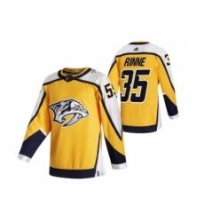 Men's Nashville Predators #35 Pekka Rinne Yellow 2020-21 Reverse Retro Alternate Hockey Jersey