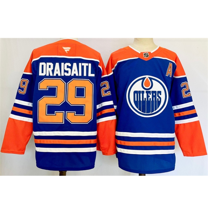 Men's Edmonton Oilers #29 Leon Draisaitl Royal 2024-25 Stitched Jersey