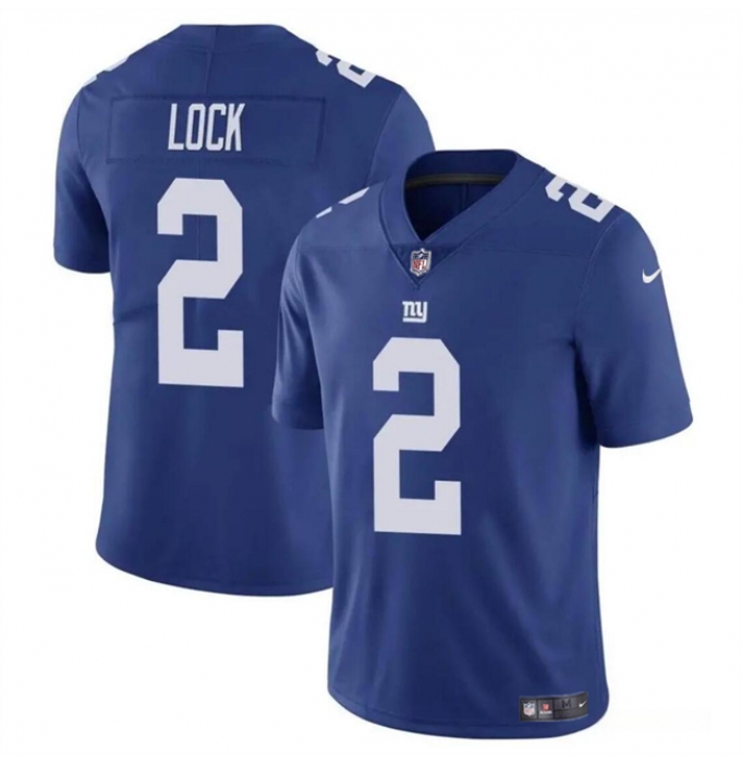Men's New York Giants #2 Drew Lock Blue Vapor Untouchable Limited Football Stitched Jersey