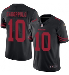 Men's Nike San Francisco 49ers #10 Jimmy Garoppolo Elite Black Rush Vapor Untouchable NFL Jersey