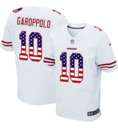 Men's Nike San Francisco 49ers #10 Jimmy Garoppolo Elite White Road USA Flag Fashion NFL Jersey
