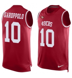 Men's Nike San Francisco 49ers #10 Jimmy Garoppolo Limited Red Player Name & Number Tank Top NFL Jersey