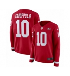 Women's Nike San Francisco 49ers #10 Jimmy Garoppolo Limited Red Therma Long Sleeve NFL Jersey