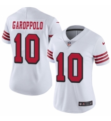 Women's Nike San Francisco 49ers #10 Jimmy Garoppolo Limited White Rush Vapor Untouchable NFL Jersey