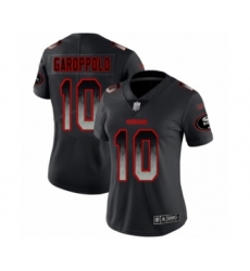Women's San Francisco 49ers #10 Jimmy Garoppolo Limited Black Smoke Fashion Football Jersey