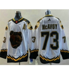 Men's Boston Bruins #73 Charlie McAvoy White 2022 Reverse Retro Stitched Jersey