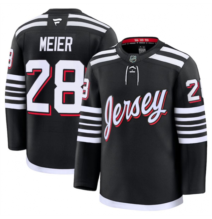 Men's New Jersey Devils #28 Timo Meier Black 2024-25 Alternate Stitched Hockey Jersey