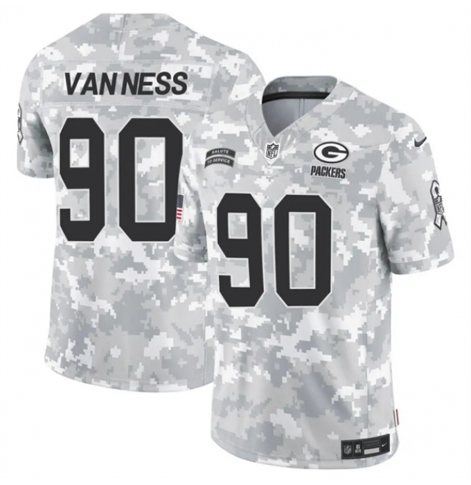 Men's Green Bay Packers #90 Lukas Van Ness 2024 F.U.S.E Arctic Camo Salute To Service Limited Stitched Football Jersey