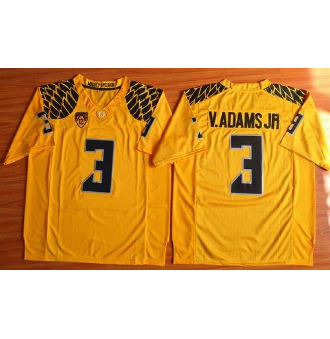 Oregon Ducks #3 Vernon Adams Jr. Olive Yellow Stitched NCAA Jersey