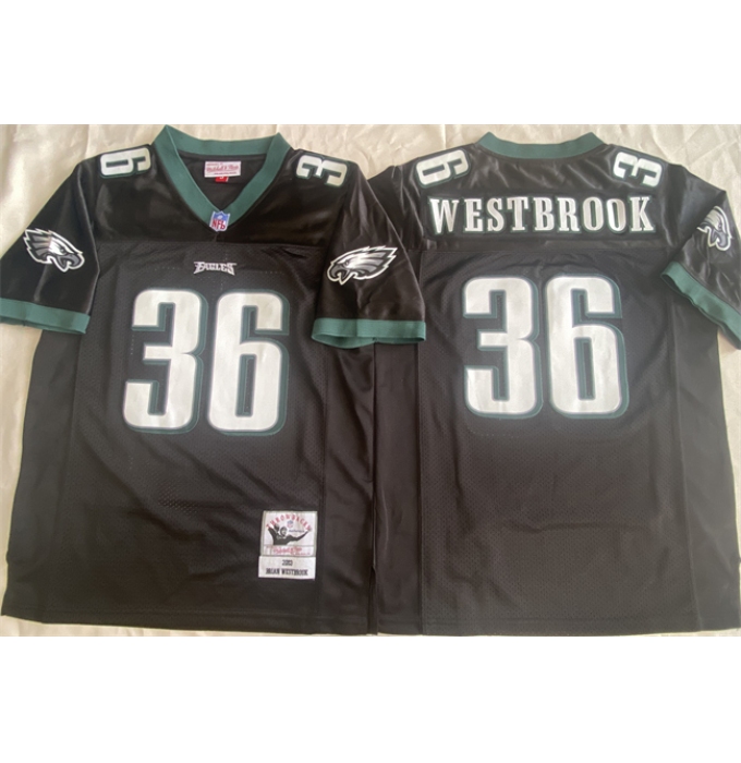 Men's Philadelphia Eagles #36 Brian Westbrook Black Throwback Stitched Football Jersey