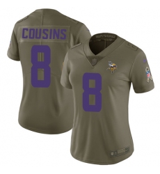 Women's Nike Minnesota Vikings #8 Kirk Cousins Limited Olive 2017 Salute to Service NFL Jersey