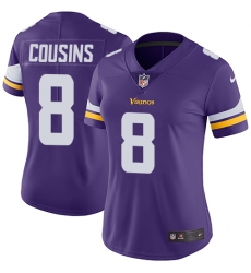Women's Nike Minnesota Vikings #8 Kirk Cousins Purple Team Color Vapor Untouchable Limited Player NFL Jersey