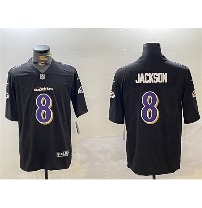 Men's Baltimore Ravens #8 Lamar Jackson Black Vapor Limited Football Jersey