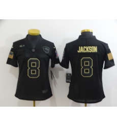 Women's Baltimore Ravens #8 Lamar Jackson Black Nike 2020 Salute To Service Limited Jersey