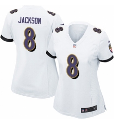 Women's Nike Baltimore Ravens #8 Lamar Jackson Game White NFL Jersey
