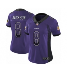 Women's Nike Baltimore Ravens #8 Lamar Jackson Limited Purple Rush Drift Fashion NFL Jersey