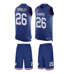 Men's Nike New York Giants #26 Saquon Barkley Limited Royal Blue Tank Top Suit NFL Jersey