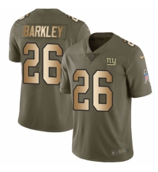Youth Nike New York Giants #26 Saquon Barkley Limited Olive Gold 2017 Salute to Service NFL Jersey