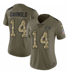 Women's Nike New York Jets #14 Sam Darnold Limited Olive/Camo 2017 Salute to Service NFL Jersey