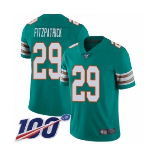 Youth Nike Miami Dolphins #29 Minkah Fitzpatrick Aqua Green Alternate Vapor Untouchable Limited Player 100th Season NFL Jersey