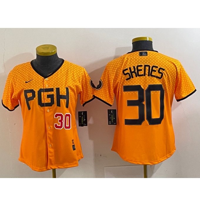 Women's Pittsburgh Pirates #30 Paul Skenes Yellow 2023 City Connect Stitched Jerseys