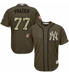 Youth Majestic New York Yankees #77 Clint Frazier Authentic Green Salute to Service MLB Jersey