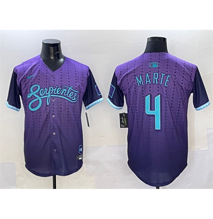 Men's Arizona Diamondbacks #4 Ketel Marte Purple 2025 City Connect Limited Stitched Baseball Jersey