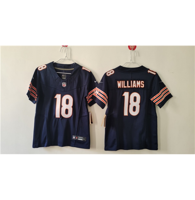 Women's Chicago Bears #18 Caleb Williams Navy 2024 Draft F.U.S.E. Vapor Football Stitched Jersey