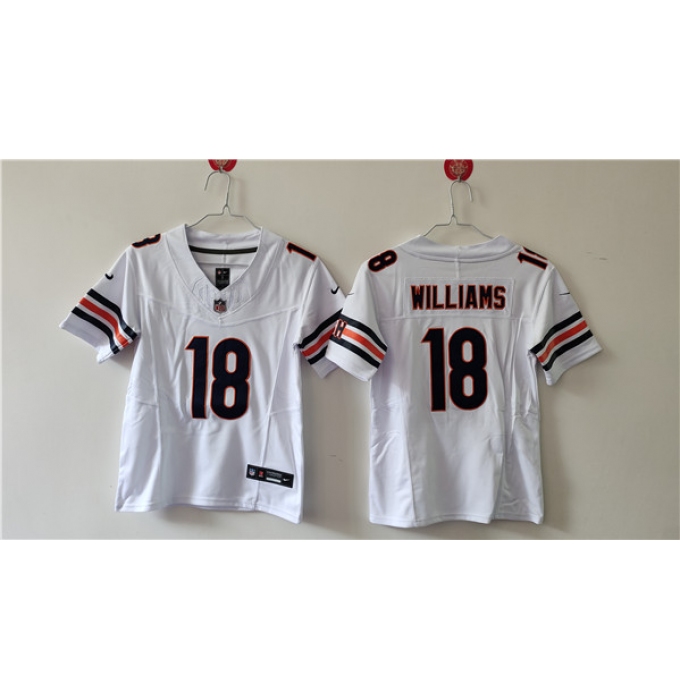 Women's Chicago Bears #18 Caleb Williams White 2024 Draft F.U.S.E. Vapor Football Stitched Jersey