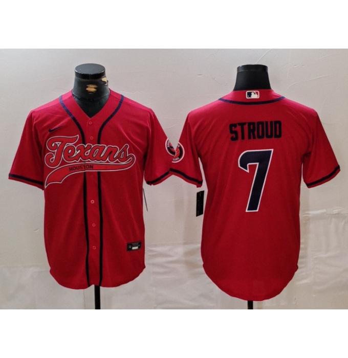 Men's Houston Texans #7 CJ Stroud Red Cool Base Stitched Baseball Jersey