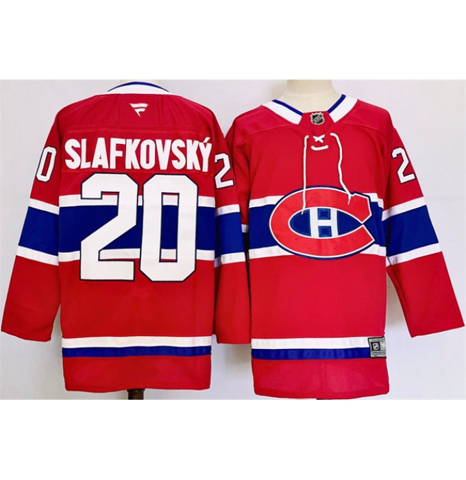 Men's Montreal Canadiens #20 Juraj Slafkovsky Red 2024-25 Stitched Jersey