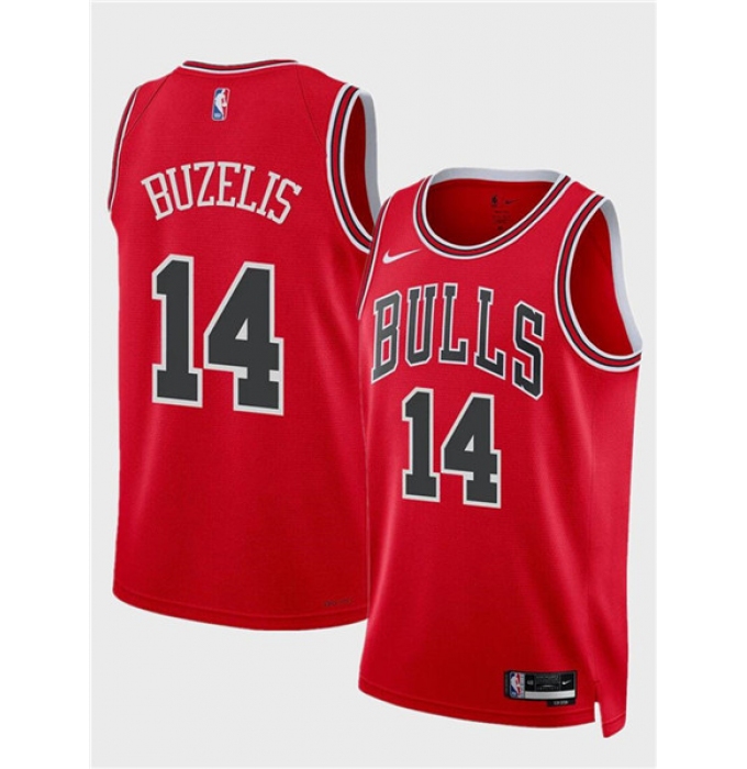Men's Chicago Bulls #14 Matas Buzelis Red 2024 Draft Icon Edition Stitched Basketball Jersey