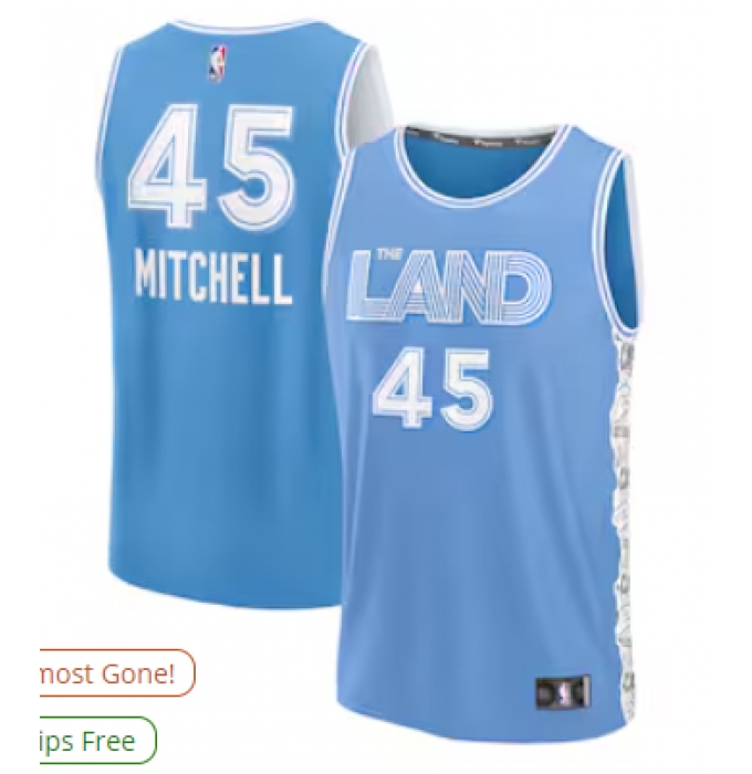 Men's Cleveland Cavaliers #45 Donovan Mitchell Fanatics Light Blue 2024-25 Fast Break Player Jersey 