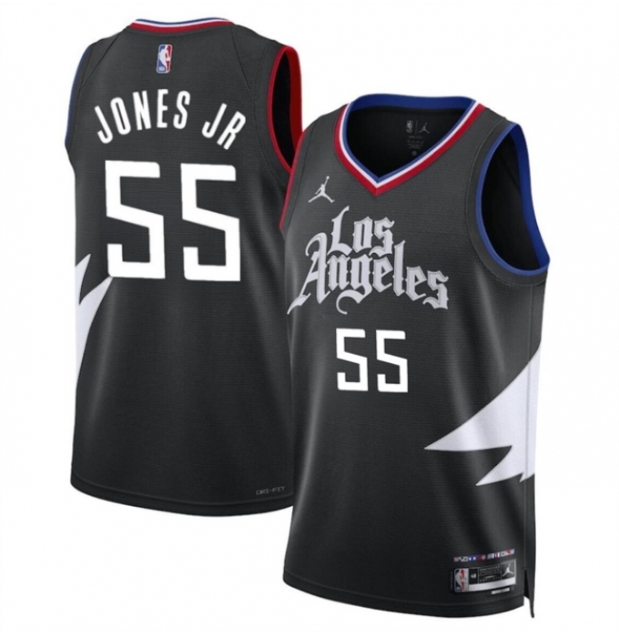 Men's Los Angeles Clippers #55 Derrick Jones Jr Black Statement Edition Stitched Jersey