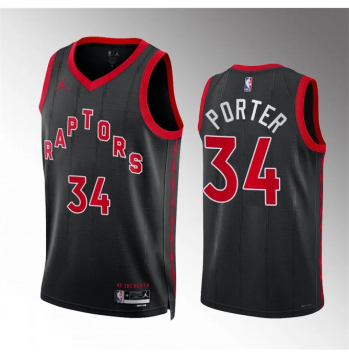 Men's Toronto Raptors #34 Jontay Porter Black Statement Edition Stitched Basketball Jersey