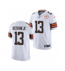 Men's Cleveland Browns #13 Odell Beckham Jr. 2021 White 75th Anniversary Patch Vapor Untouchable Limited Jersey