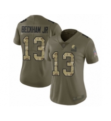 Women's Odell Beckham Jr. Limited Olive Camo Nike Jersey NFL Cleveland Browns #13 2017 Salute to Service