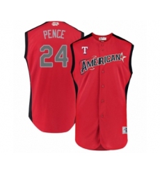 Men's Texas Rangers #24 Hunter Pence Authentic Red American League 2019 Baseball All-Star Jersey