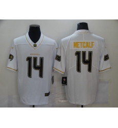 Men's Seattle Seahawks #14 D.K. Metcalf White Olive Gold Nike Limited Jersey